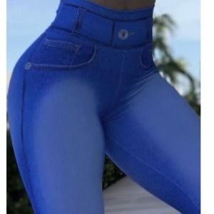 Denim look print high waist